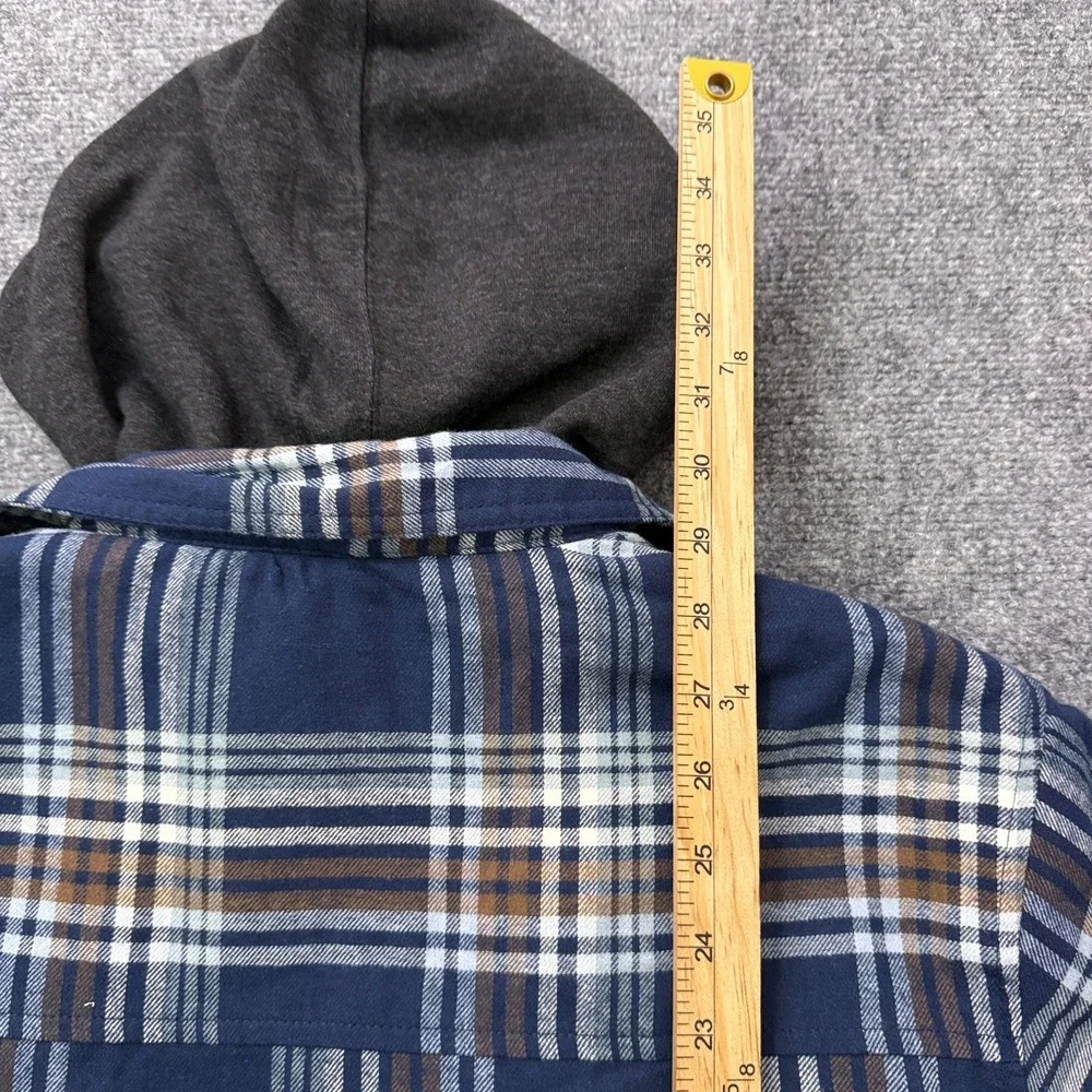 Eddie Bauer Hooded Shirt Jacket Mens S‎ Plaid Flannel Quilted Snap Shacket NWT